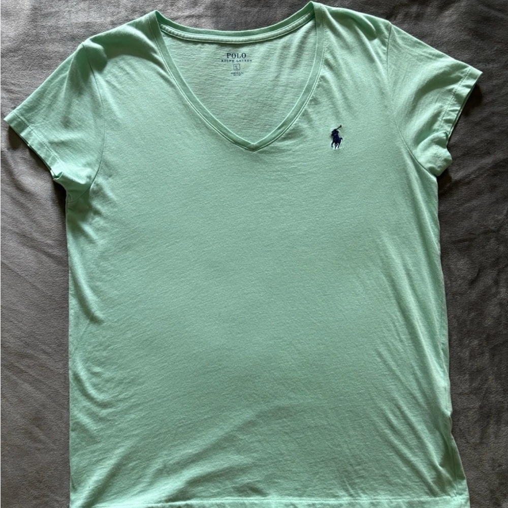 Polo by Ralph Lauren Women's Green V-Neck Top